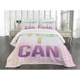 thumbnail image 3 of Ambesonne Inspirational Quilted Bedspread Set 3 Pcs, Yes I Can Words, King Size, Multicolor, 3 of 5