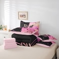 thumbnail image 6 of Homewish Cute Butterflies 7pcs Bedding Comforter Set,Flying Animal Queen Bedding Sets,Pink Black Queen Sheet Sets For Girls Kids,Luxury Bedroom Decor Reversible, 6 of 8