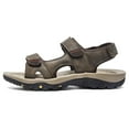 thumbnail image 2 of Hicooer GOOHIK Men's Leather Sandals Hiking Outdoor Water Beach Sports Mens Sandals for Summer with Open Toe Adjustable Straps Dark Brown, 2 of 8
