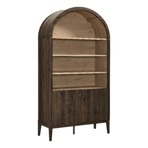 Pemberly Row Storage Display Cabinet Bookshelf in Dark Walnut