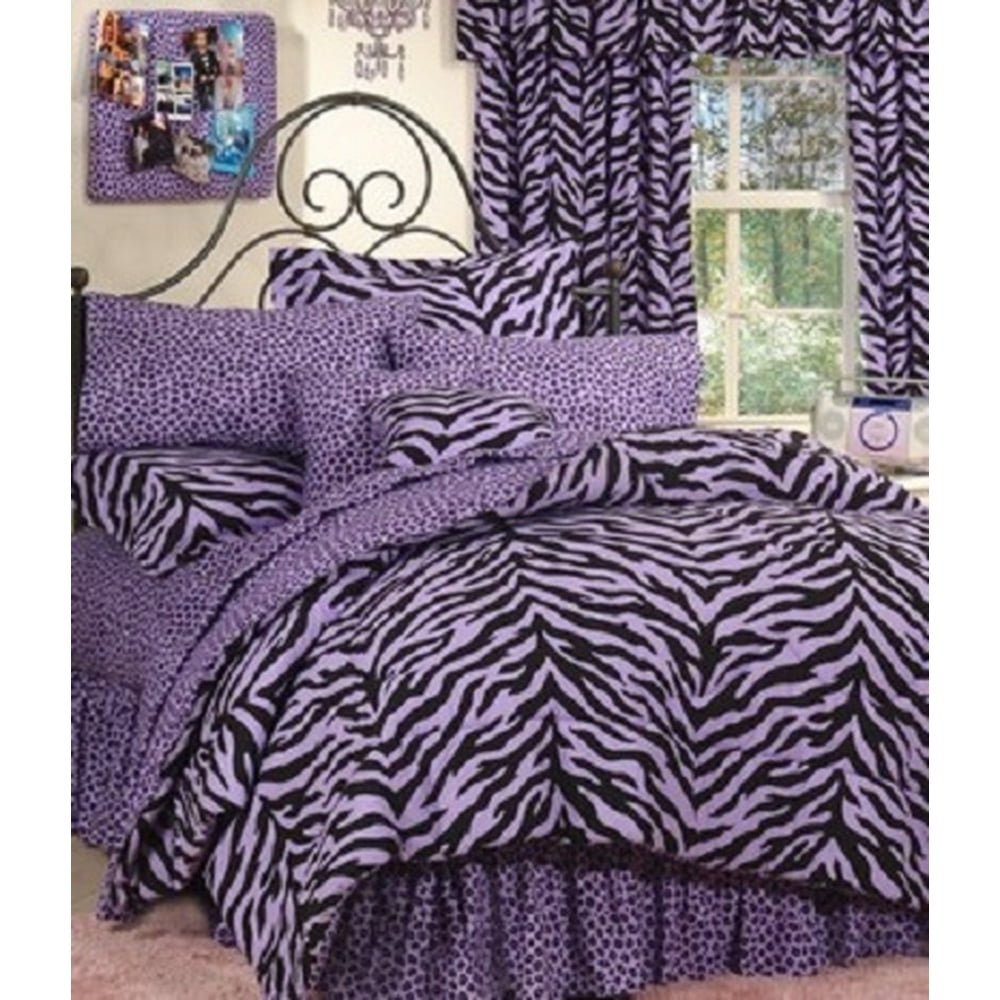 Purple Zebra 8 Pc FULL SIZE Comforter Set & 1 Valance/Drape Set