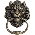 thumbnail image 1 of Manija de puerta de león de bronce antiguo Aldaba clásica con cabeza de león, 1 of 4