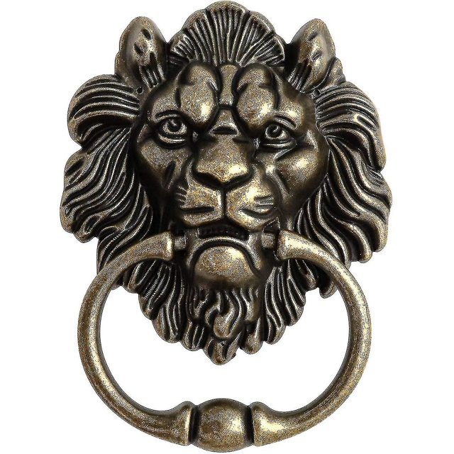 Manija de puerta de león de bronce antiguo Aldaba clásica con cabeza de león