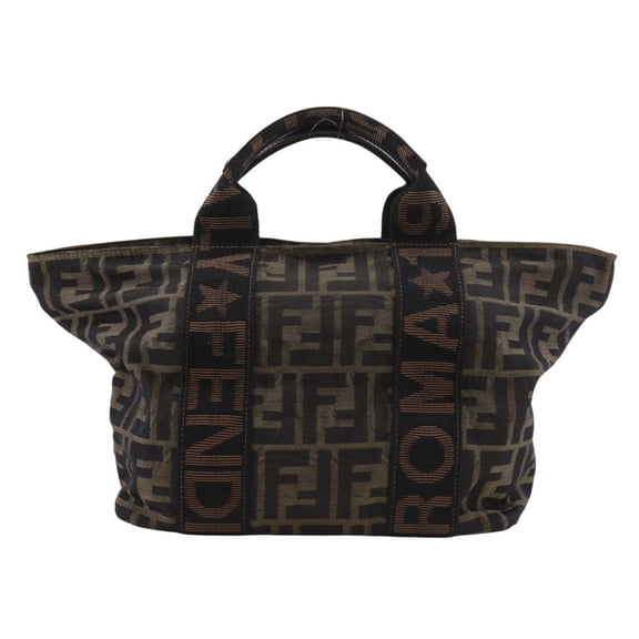 Pre-Owned FENDI Zucca handbag in nylon canvas, brown, A5 size, for women (Good)