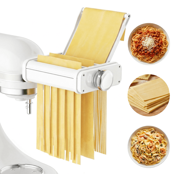TOCOKEID 3 in 1 Pasta Maker Attachment for KitchenAid, 8-Thickness Settings with Anti-Jam Guide Plate