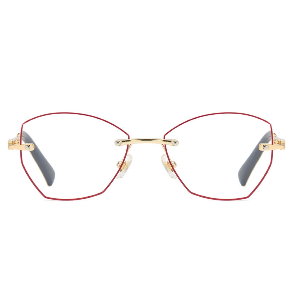 3 Pairs of Rimless Reading Glasses 3.00 for Women, Blue Light Blocking HD Presbyopic Eyeglasses, Gold Red Butterfly Metal Readers +3.00