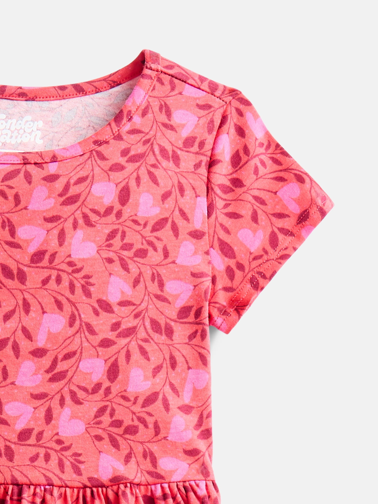 Wonder Nation Little Girls and Big Girls Play Dress with Short Sleeves, 2 Pack, Sizes XS-XXL