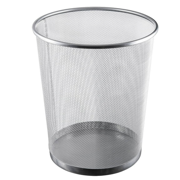 YBM Home Silver Steel Mesh Round Open Top Waste Basket Wire Trash Can, 4.75 Gallon