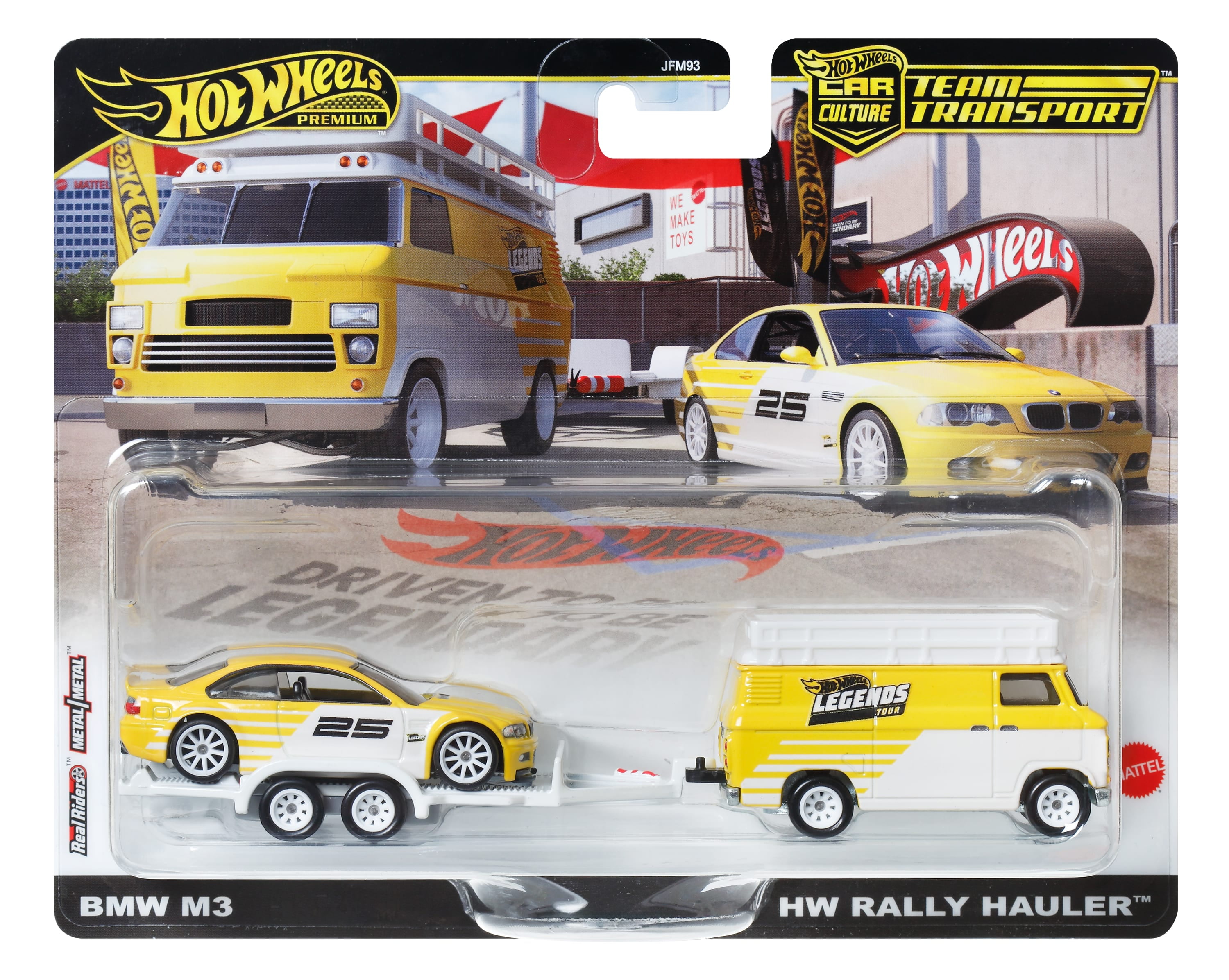 Hot Wheels Legends Tour Team Transport Hauler & Toy Car, 2-Pack of Premium 1:64 Scale Vehicles