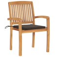 thumbnail image 2 of vidaXL Stacking Garden Chairs with Cushions 6 pcs Solid Teak Wood, 2 of 5