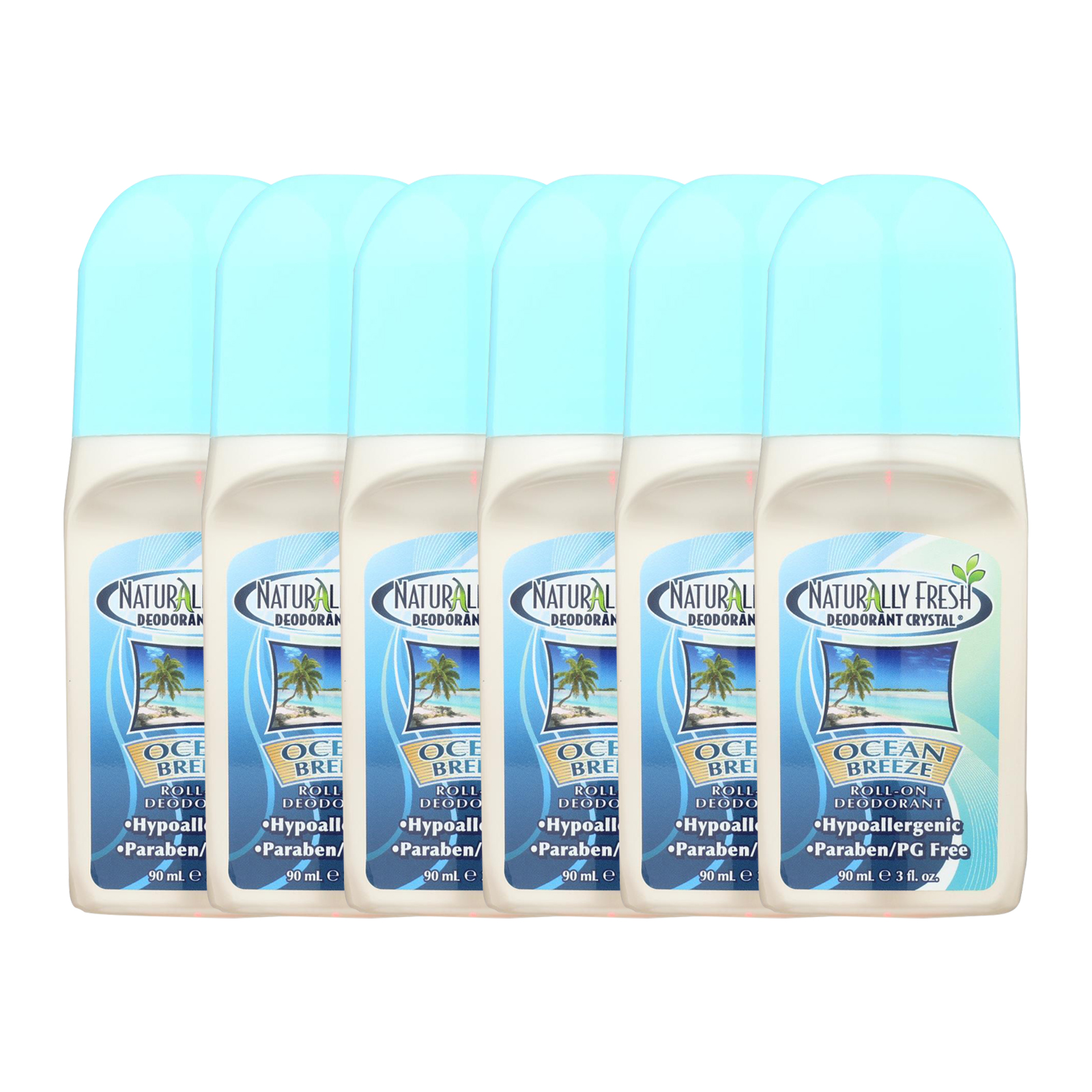 Naturally Fresh Crystal Deodorant Roll On, Ocean Breeze Scent, 3 Oz, 6