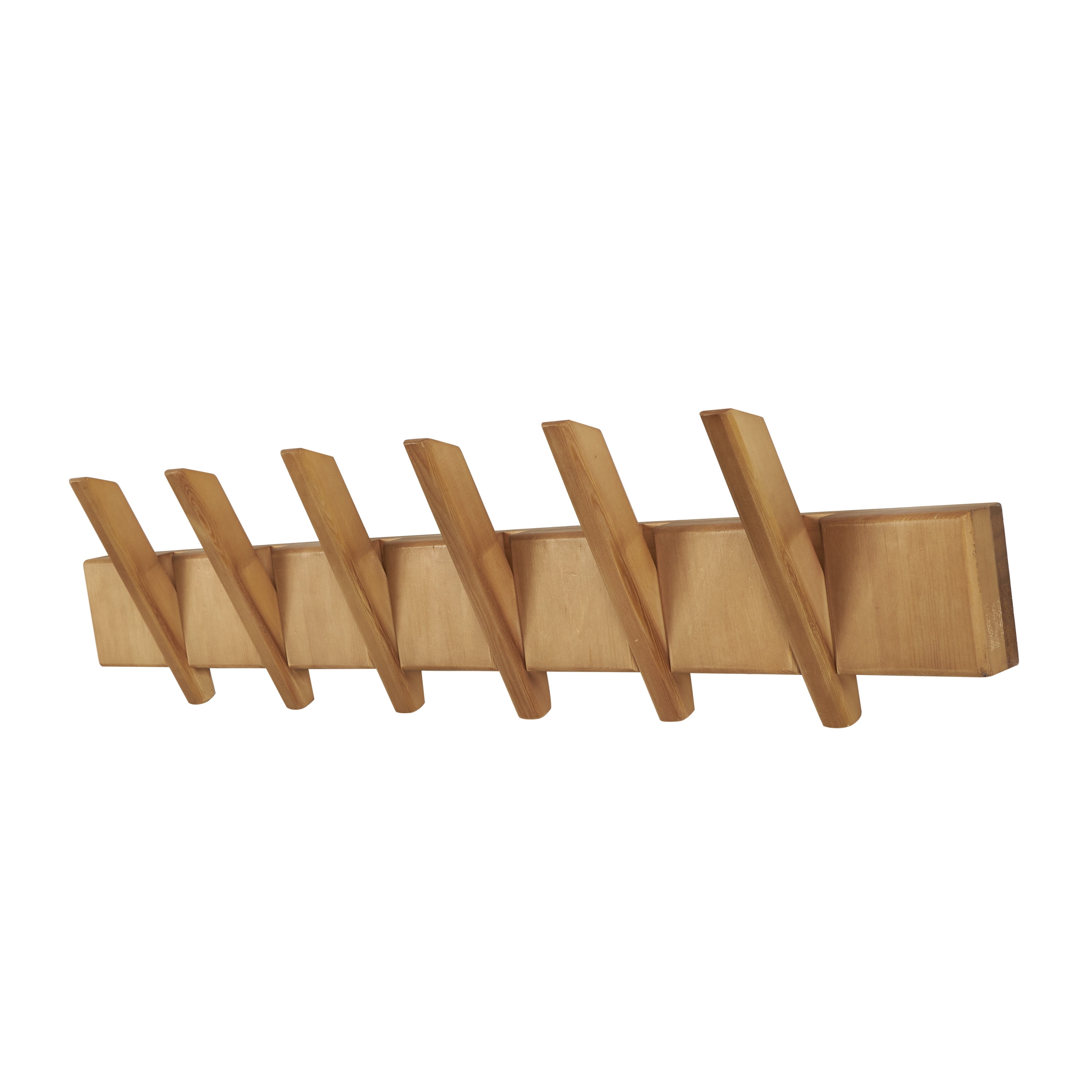 DecMode 36" x 9" Brown Wood Minimalistic 6 Hanger Wall Hook, 1-Piece