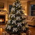 thumbnail image 5 of 12pc Gray Velvet Christmas Bows Ornaments for Wreath Tree Garland Mantel Gift Box Holiday Decor, 5 of 7