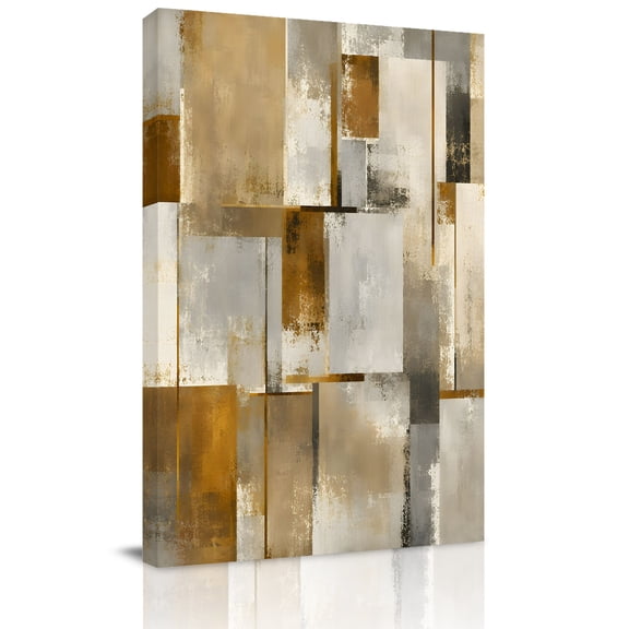 Canvas Wall Art, Brown Abstract Framed Canvas Prints for Hallway Living Room, Modern Gradient Retro Mottled Oil Painting Extra Large Gallery Wrapped Wall Decor for Home Office, Gifts, 20"x30"