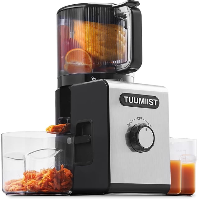 Exprimidor TUUMIIST, prensa en frío, 350 W, canal de alimentación de 6.5 pulgadas