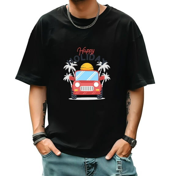 Graphic Tees for Men Summer New Print Casual Tee Fashion Trend Sports Shirt Select