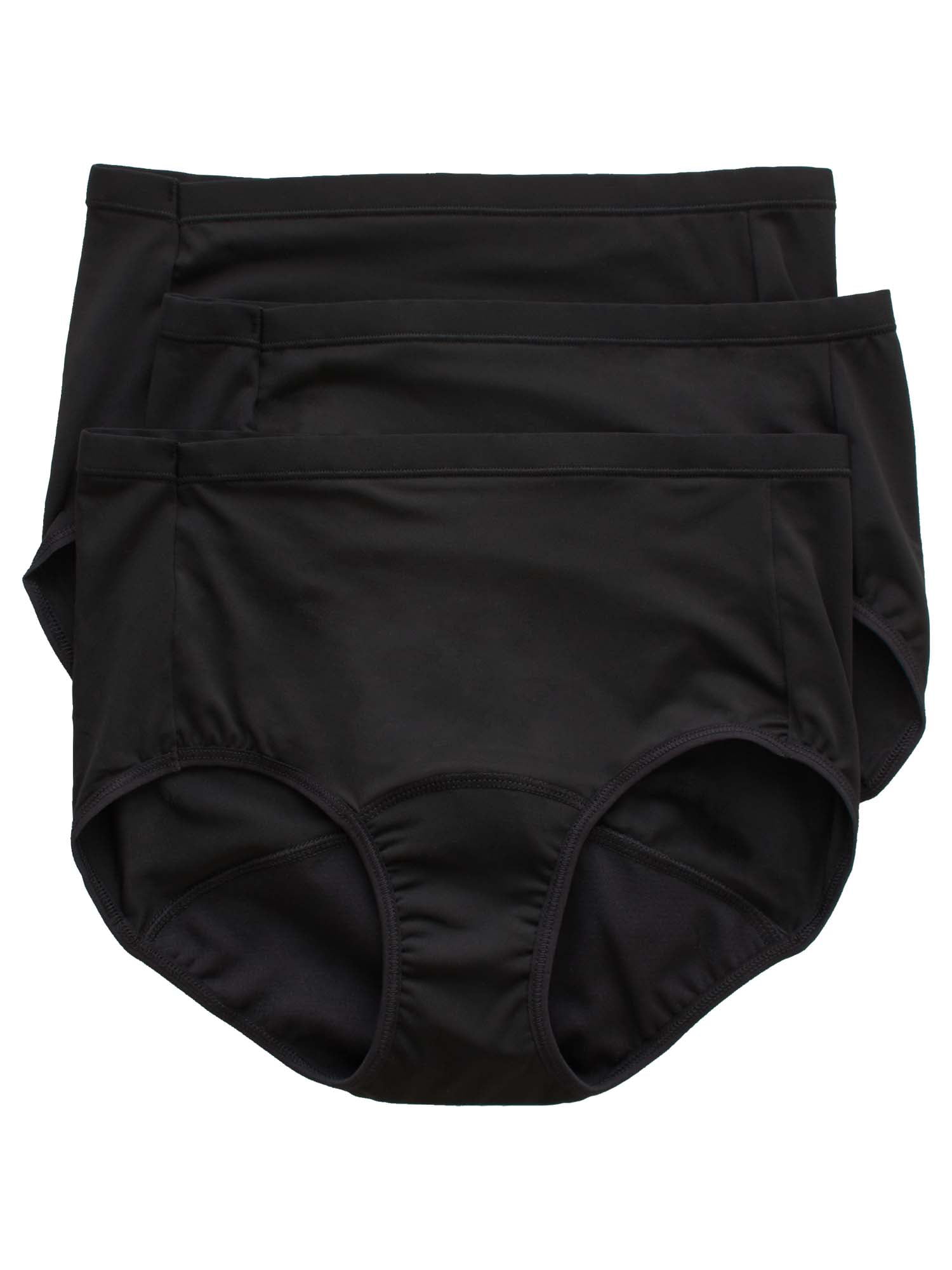 Hanes Comfort, Period.™ Briefs Underwear, Light Leaks, Black, 3-Pack 6 ...