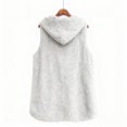 thumbnail image 6 of ClodeEU Women's Mid Long Fleece Vest With Hooded, Fall Winter Warm Plush Sleeveless Cardigan Gray,Womens Plus XL, 6 of 9