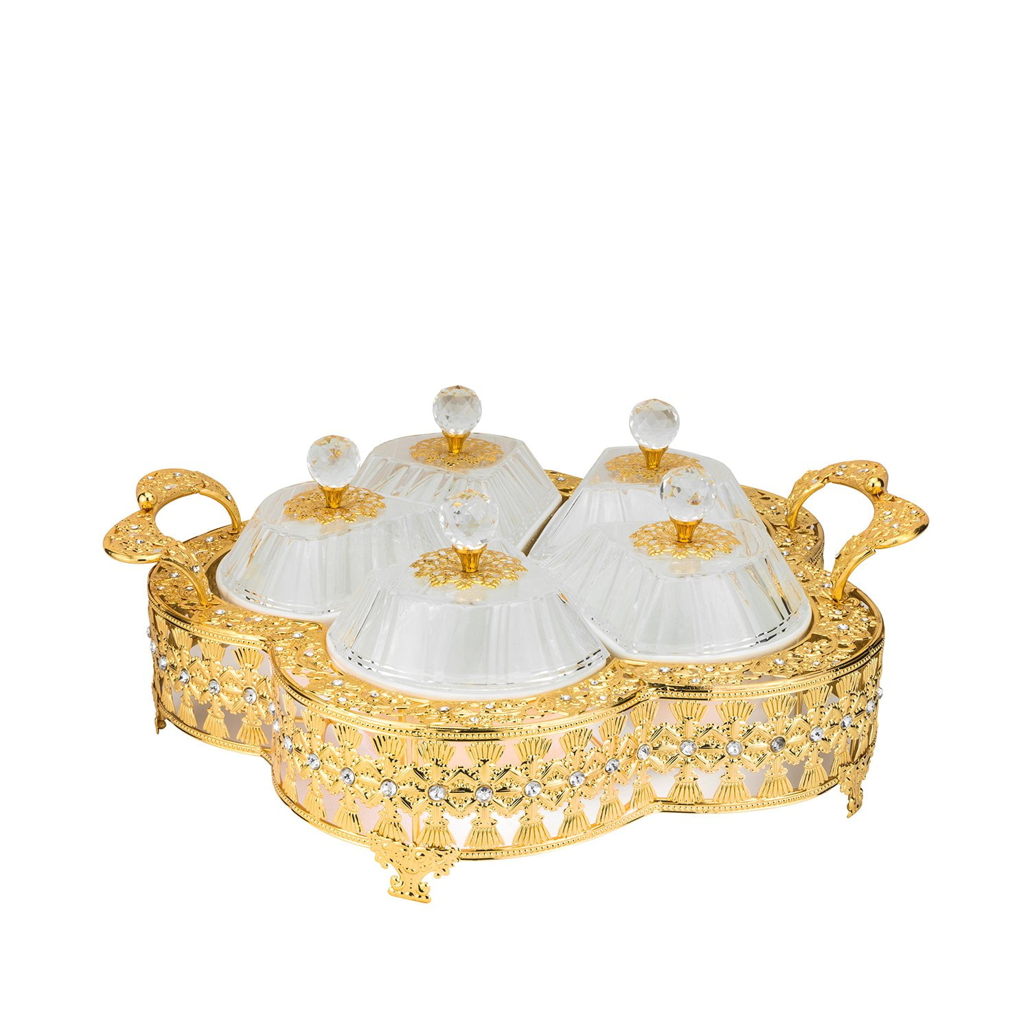 5 Compartment Sectional Candy Tray with LidsGold Infused FrameFor