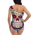 thumbnail image 5 of Goofa Dead Day Party Pattern Women's One Piece Swimsuits Tummy Control Bathing Suits Asymmetric One Shoulder Swimwear-X-Large, 5 of 6