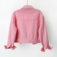 thumbnail image 4 of Vestes pour Femmes, Veste en Denim Décontractée pour Femmes, Manteau Court à Col Rabattu Surdimensionné, Mode Printemps Automne, Léger et Confortable (Rose, G), 4 of 7