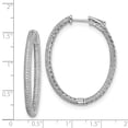 thumbnail image 3 of 925 Sterling Silver PavÔøΩ Rhodium-plated CZ Hinged Oval Hoop Earrings; for Adults and Teens; for Women and Men, 3 of 3