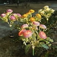thumbnail image 1 of Luces Solares de Jardín con Forma de Camelia, 7 Capullos Realistas, Led Blanco Cálido, Impermeables, con Estacas de Metal | Plástico, 71 Cm | Iluminación para Caminos, Terrazas y Bodas | Energía Sola, 1 of 6