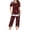 6-Red, variant on Womens Two Piece Lounge Set Christmas 2 Piece Plus Size Pajama Short Sleeve Top and Capri Pant Snowflake Sleepwear Army Green S-3XL