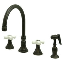 Kingston Brass KS2795PXBS Governor Double-Handle 4-Hole Widespread Kitchen Faucet with Brass Sprayer in Oil Rubbed Bronze