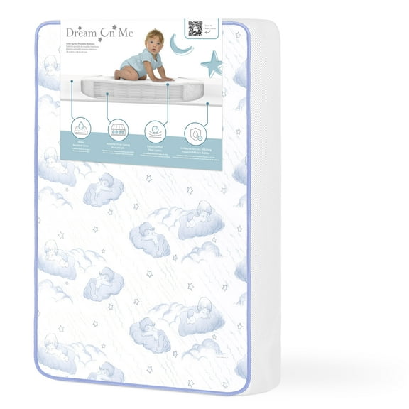 Dream on Me 2-in-1 Breathable 3" Coil Mini/Portable Crib Innerspring Mattress, Infant and Toddler