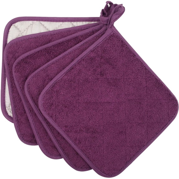 Set of 5 100% Cotton Kitchen Everyday Basic Pot Holder Heat Resistant Coaster Potholder for Cooking and Baking