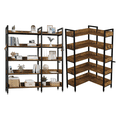 thumbnail image 1 of Yeshouse Estantería esquinera industrial de 5 niveles, librería convertible en forma de L con estructura metálica y estantes de madera, estantería independiente para oficina, estudio o sala de estar, 1 of 8