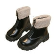 thumbnail image 4 of NAISIBABY Girls Fleece Lined Boots, Front Zipper Lug Sole PU Leather Fall Winter Mid Calf British Style Boots Black 12(Little Kids), 4 of 4