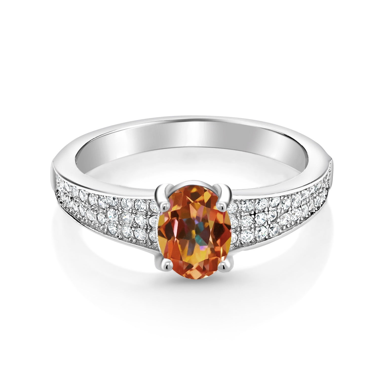 Gem Stone King Men's 18K Gold Plated Birthstone Ring - Oval 12x10mm Statement Ring In Sizes 7-13