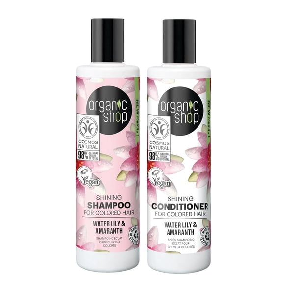 Organic Shop Lily & Amaranth Shampoo & Conditioner for Color Treated Hair, Shining, Vegan, 98% Natural Origin, Paraben & Silicone Free, Gentle Color Care, Made in Europe