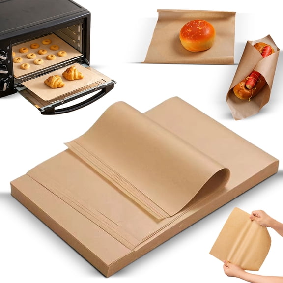 Parchment Paper Sheets, Wrapping Paper, 9X13 In, Baking Parchment, Sandwich Wrapping, Grill Lining, Brown, Wrapping Paper, Non Stick, 100 Pc