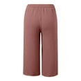 thumbnail image 4 of Bovemsi Capri Pants For Women Daily Elastic Waist Straight Solid Color Casual Pants Pockets 45720 Length Trousers Hiking Pants, 4 of 4