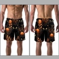 thumbnail image 3 of luoweisi Men's Beach Shorts Quick Dry Swim Trunks with Mesh Lining Halloween Black Cat L, 3 of 5