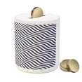 thumbnail image 3 of Navy Blue Piggy Bank, Wave Like Striped Lines Design on Dark Blue Background Art Print, Ceramic Coin Bank Money Box for Cash Saving, 3.6" X 3.2", Dark Blue and White, by Ambesonne, 3 of 4