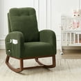 thumbnail image 7 of Solid Wood Rocking Nursery Glider - Plush Teddy Fabric, High Back Nursing Chair (Green), 7 of 7