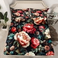 thumbnail image 2 of Homewish Teenagers Adults Retro Chic Floral Peony Twin Sheet Sets 3pcs,Vintage Aesthetic Twin Fitted Sheet Microfiber,Luxury Exotic Style Breathable Flat Sheet,Breathable Home Decor, 2 of 7