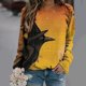 thumbnail image 1 of ICHUANYI Clearance Women's Halloween Printed Long Sleeves Round Neck Casual Pullover Tops(Orange, XL) ICHUANYI WER2023081204981, 1 of 5