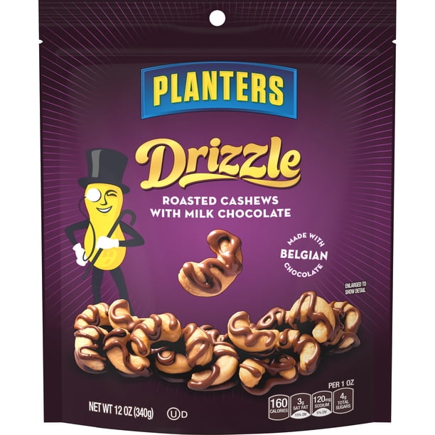 Planters Drizzle Roasted Cashews With Milk Chocolate 12 Oz Bag Walmart Com
