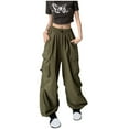 thumbnail image 4 of Oversized Wide Leg Cargo Pants for Women 2024 Trendy Flowy Punk Streetwear Teen Girls Casual High Waist Trousers for Going Out, 4 of 8