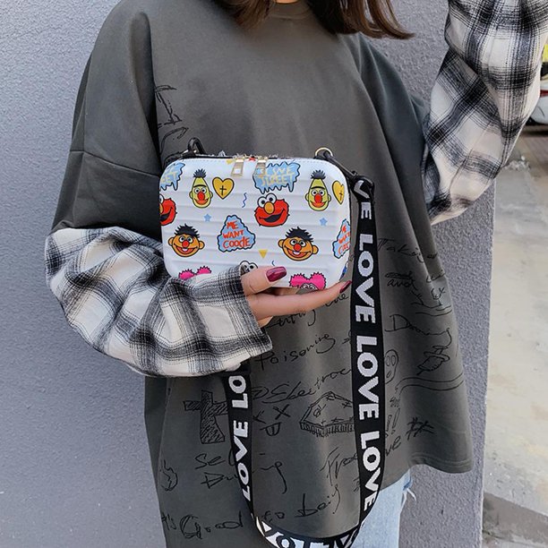 Bolsa Bolso bandolera de equipaje de moda Bolsos de hombro de dibujos animados de cuero para mujer (Blanco) JShteea Para Estrenar