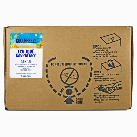 Coolbreeze Beverages Blue Raspberry FCB Frozen Carbonated Beverage Soda 5 Gallon Bag in Box Syrup