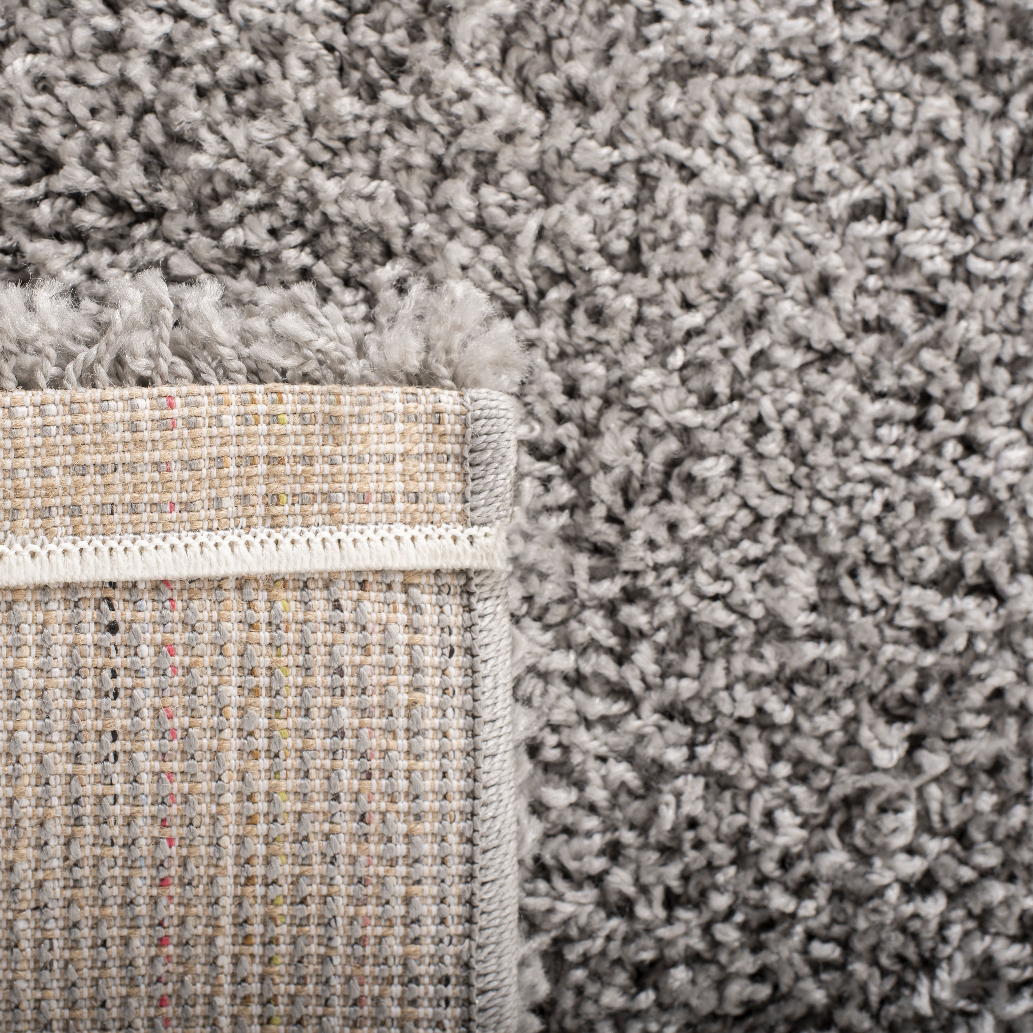 SAFAVIEH Primo Mason Solid Plush Shag Area Rug, Light Grey, 9' x 12'