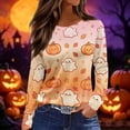 thumbnail image 2 of Garbnen Long Sleeve Halloween Shirts for Women Pumpkin Ghost Spooky Womens Graphic Tshirts Loose Fit Cute Holiday Pullover Tops for Women Yellow XL, 2 of 6