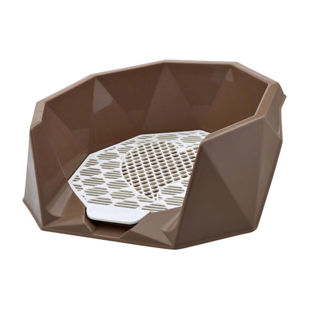 Caja de arena para inodoro para perros, herramienta de limpieza portátil para interiores y exteriores, orinal para entrenamiento de cachorros café