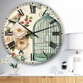 thumbnail image 2 of DesignArt Blue Cottage Bird, Birdcage and Apple Blossoms II Large Wall Clock, 2 of 2